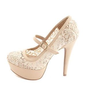 Mary Jane lace platform pumps